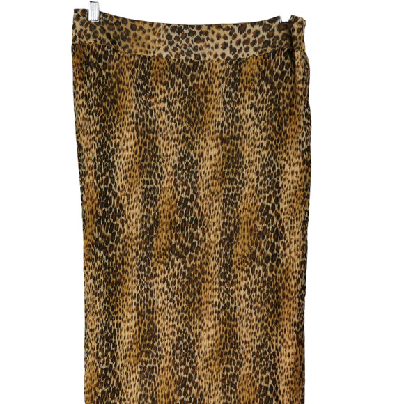Chicos Accordion Pleat Maxi Skirt Size 2 Large Stretch Lined Wild Animal Cheetah - Picture 5 of 8
